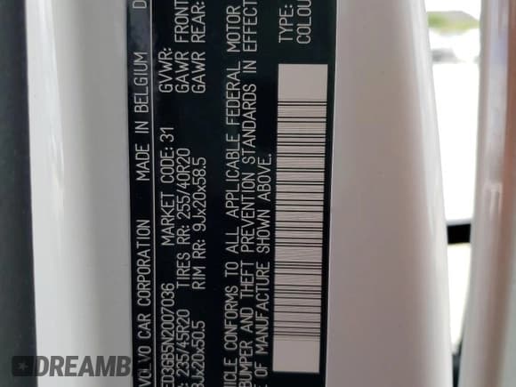 ✅ 2022 Volvo C40 Ultimate • VIN: YV4ED3GB5N2007036 • Лот: 47519903. Опубликован ранее на Copart с пробегом Не указан. Бесплатный доступ к архиву аукционных продаж из США и подробный отчёт об истории автомобиля на DreamBid. Изображение 13.