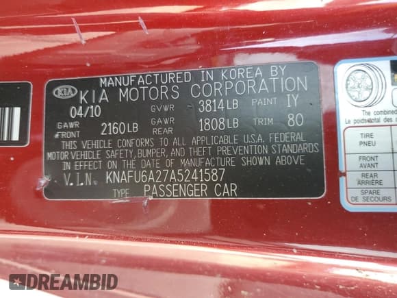 ✅ 2010 Kia Forte EX • VIN: KNAFU6A27A5241587 • Lot: 90670505. Wystawiony na Copart z przebiegiem 119 109 mil. Bezpłatny archiwum sprzedaży aukcyjnych z USA i szczegółowy raport historii pojazdu na DreamBid. Zdjęcie 12.