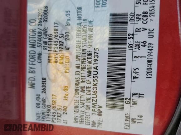 ✅ 2005 Ford Explorer XLT • VIN: 1FMZU63K55UA19375 • Лот: 69837015. Опубликован ранее на Copart с пробегом 159 528 миль. Бесплатный доступ к архиву аукционных продаж из США и подробный отчёт об истории автомобиля на DreamBid. Изображение 13.