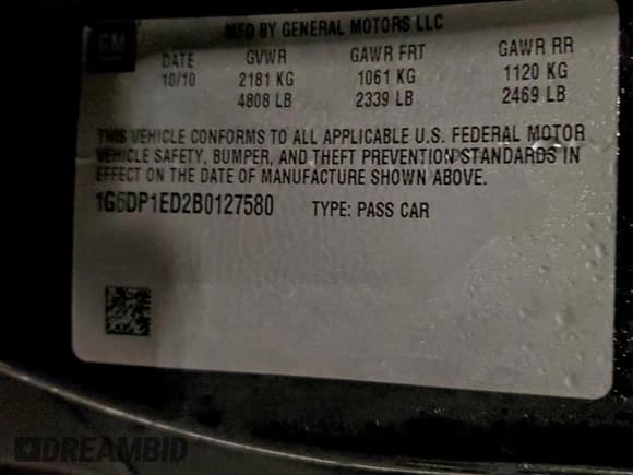 ✅ 2011 Cadillac CTS Premium • VIN: 1G6DP1ED2B0127580 • Лот: 95935335. Опубликован ранее на Copart с пробегом 205 618 миль. Бесплатный доступ к архиву аукционных продаж из США и подробный отчёт об истории автомобиля на DreamBid. Изображение 12.