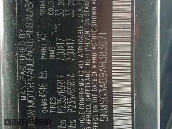 2010 Hyundai Santa Fe GLS с VIN 5NMSG3AB9AH383671, выставлен на аукционе Copart как лот 73303334 с пробегом 124 939 миль миль и Списание • Salvage title. История ставок и продаж доступна на DreamBid. Изображение 13.