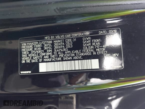 ✅ 2018 Volvo XC90 Inscription • VIN: YV4A22PL2J1377688 • Lot: 42478411. Listed on IAAI with 80,341 mi. Free auction sales archive from the USA and detailed vehicle history report at DreamBid. Image 9.