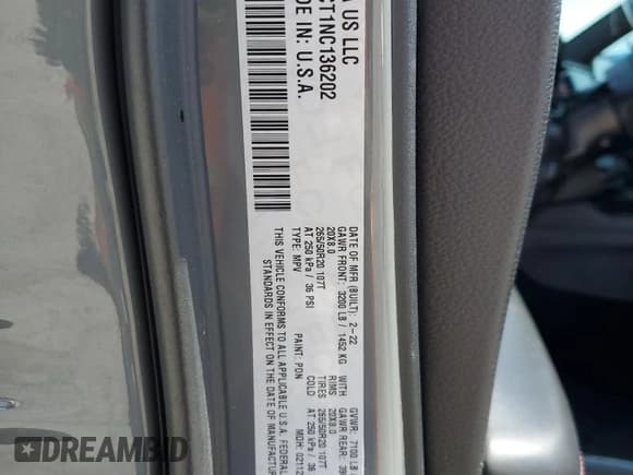 ✅ 2022 Dodge Durango R/T • VIN: 1C4SDJCT1NC136202 • Lot: 54771065. Listed on Copart with 54,039 mi. Free auction sales archive from the USA and detailed vehicle history report at DreamBid. Image 13.