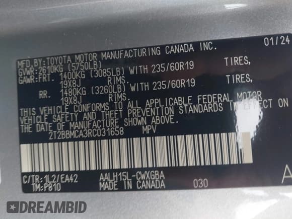 ✅ 2024 Lexus RX 350h • VIN: 2T2BBMCA3RC031658 • Лот: 42901359. Опубликован ранее на IAAI с пробегом 15 731 миль. Бесплатный доступ к архиву аукционных продаж из США и подробный отчёт об истории автомобиля на DreamBid. Изображение 9.