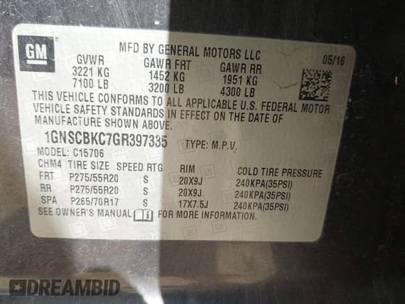 ✅ 2016 Chevrolet Tahoe LT • VIN: 1GNSCBKC7GR397335 • Lot: 43452121. Wystawiony na IAAI z przebiegiem 165 574 mil. Bezpłatny archiwum sprzedaży aukcyjnych z USA i szczegółowy raport historii pojazdu na DreamBid. Zdjęcie 9.