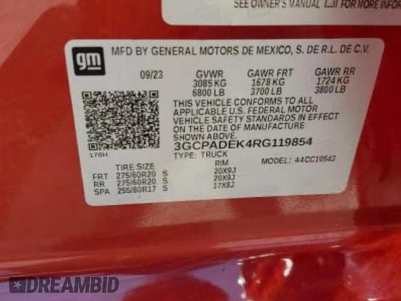 ✅ 2024 Chevrolet Silverado 1500 • VIN: 3GCPADEK4RG119854 • Лот: 89224355. Опубликован ранее на Copart с пробегом 5 783 миль. Бесплатный доступ к архиву аукционных продаж из США и подробный отчёт об истории автомобиля на DreamBid. Изображение 10.