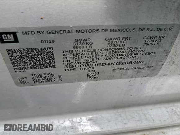 ✅ 2019 Chevrolet Silverado 1500 RST • VIN: 3GCPWDED4KG288488 • Lot: 93278525. Wystawiony na Copart z przebiegiem 118 678 mil. Bezpłatny archiwum sprzedaży aukcyjnych z USA i szczegółowy raport historii pojazdu na DreamBid. Zdjęcie 12.