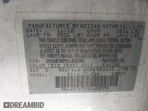 ✅ 2013 Nissan Sentra SR • VIN: 3N1AB7AP0DL628395 • Lot: 42607061. Wystawiony na IAAI z przebiegiem 122 745 mil. Bezpłatny archiwum sprzedaży aukcyjnych z USA i szczegółowy raport historii pojazdu na DreamBid. Zdjęcie 9.