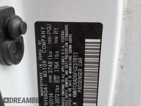 ✅ 2015 Hyundai Veloster • VIN: KMHTC6AD6FU237811 • Lot: 83592974. Listed on Copart with 122,604 mi. Free auction sales archive from the USA and detailed vehicle history report at DreamBid. Image 12.