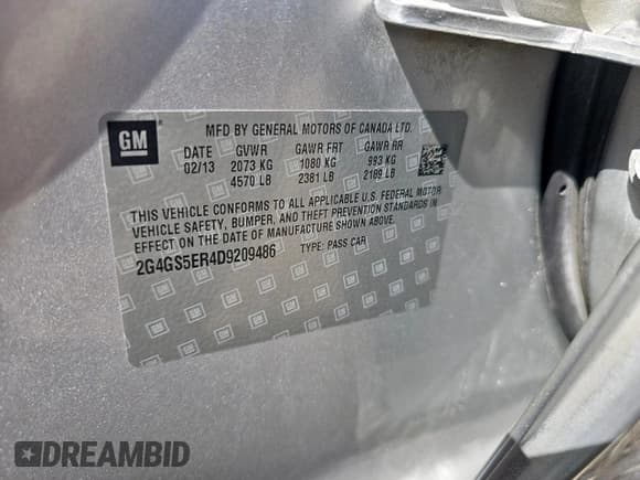 ✅ 2013 Buick Regal Premium 1 • VIN: 2G4GS5ER4D9209486 • Лот: 54523055. Опубликован ранее на Copart с пробегом 177 796 миль. Бесплатный доступ к архиву аукционных продаж из США и подробный отчёт об истории автомобиля на DreamBid. Изображение 10.