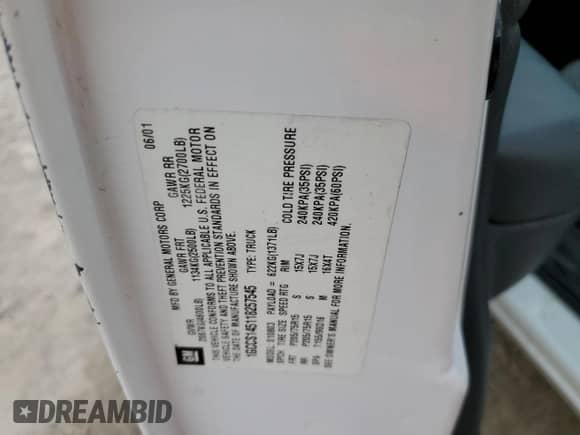 2001 Chevrolet S-10 с VIN 1GCCS145118257545, выставлен на аукционе Copart как лот 77976294 с пробегом 68 675 миль миль и На запчасти • Non repairable. История ставок и продаж доступна на DreamBid. Изображение 13.