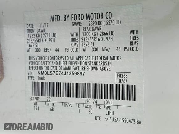 ✅ 2018 Ford Transit Connect XL • VIN: NM0LS7E74J1359897 • Lot: 42289650. Wystawiony na IAAI z przebiegiem 125 122 mil. Bezpłatny archiwum sprzedaży aukcyjnych z USA i szczegółowy raport historii pojazdu na DreamBid. Zdjęcie 9.