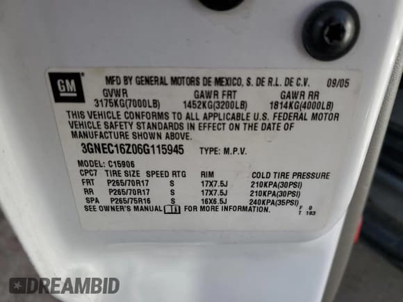 ✅ 2006 Chevrolet Suburban LT • VIN: 3GNEC16Z06G115945 • Лот: 44770155. Опубликован ранее на Copart с пробегом 197 979 миль. Бесплатный доступ к архиву аукционных продаж из США и подробный отчёт об истории автомобиля на DreamBid. Изображение 13.