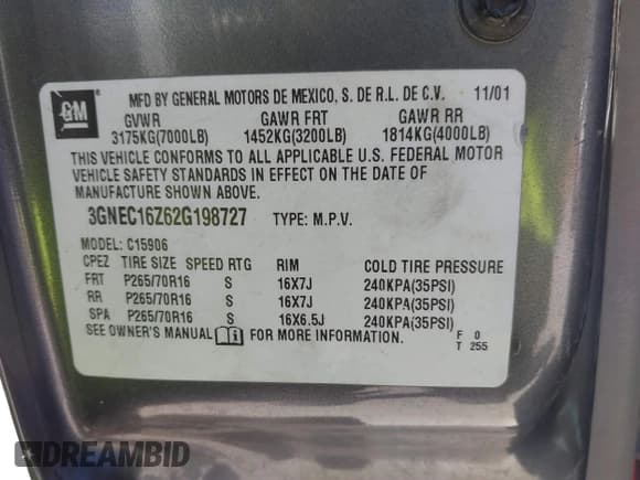 ✅ 2002 Chevrolet Suburban LS • VIN: 3GNEC16Z62G198727 • Лот: 41843171. Опубликован ранее на IAAI с пробегом 342 212 миль. Бесплатный доступ к архиву аукционных продаж из США и подробный отчёт об истории автомобиля на DreamBid. Изображение 9.