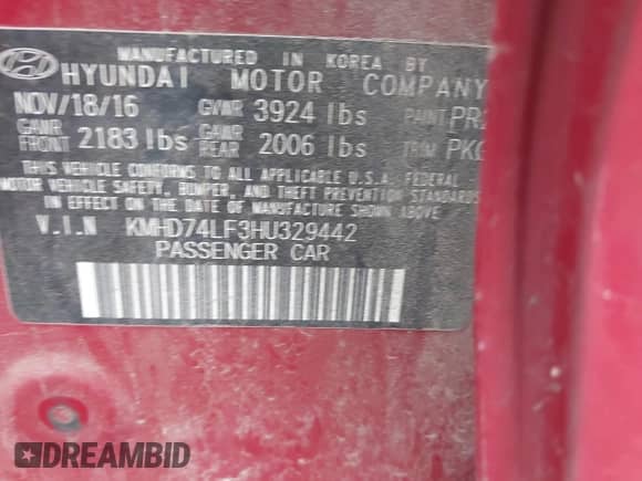 2017 Hyundai Elantra SE с VIN KMHD74LF3HU329442, выставлен на аукционе IAAI как лот 43391826 с пробегом 125 063 миль миль и . История ставок и продаж доступна на DreamBid. Изображение 9.