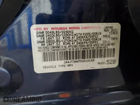 2012 Mitsubishi Outlander SE с VIN JA4JT3AW7CU010189, выставлен на аукционе Copart как лот 86705115 с пробегом 159 671 миль миль и Чистый • Clean title. История ставок и продаж доступна на DreamBid. Изображение 13.