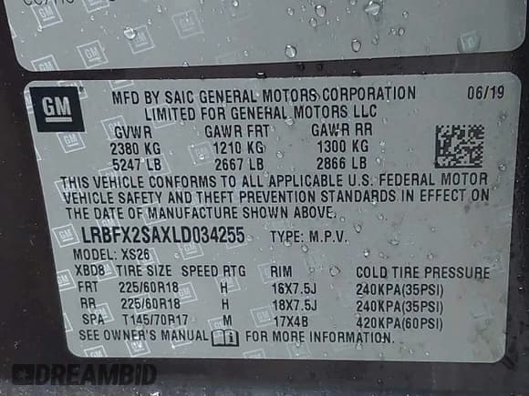 ✅ 2020 Buick Envision Essence • VIN: LRBFX2SAXLD034255 • Lot: 41799442. Listed on IAAI with 80,782 mi. Free auction sales archive from the USA and detailed vehicle history report at DreamBid. Image 9.