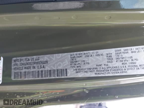 ✅ 2021 Jeep Wrangler Unlimited Sport S • VIN: 1C4HJXDG1MW836029 • Lot: 41811840. Listed on IAAI with 34,992 mi. Free auction sales archive from the USA and detailed vehicle history report at DreamBid. Image 9.