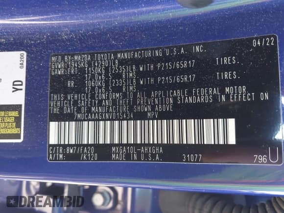 ✅ 2022 Toyota Corolla Cross LE • VIN: 7MUCAAAGXNV015434 • Lot: 43568501. Listed on IAAI with 24,362 mi. Free auction sales archive from the USA and detailed vehicle history report at DreamBid. Image 9.