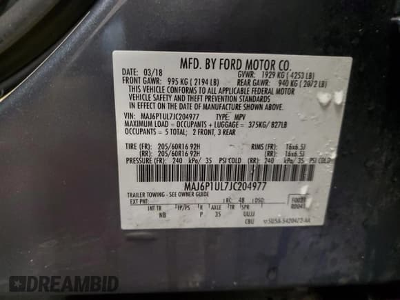 ✅ 2018 Ford EcoSport SE • VIN: MAJ6P1UL7JC204977 • Lot: 92830505. Wystawiony na Copart z przebiegiem 62 178 mil. Bezpłatny archiwum sprzedaży aukcyjnych z USA i szczegółowy raport historii pojazdu na DreamBid. Zdjęcie 14.