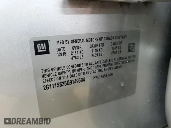 ✅ 2016 Chevrolet Impala LT • VIN: 2G1115S35G9149504 • Лот: 72632694. Опубликован ранее на Copart с пробегом 168 697 миль. Бесплатный доступ к архиву аукционных продаж из США и подробный отчёт об истории автомобиля на DreamBid. Изображение 12.