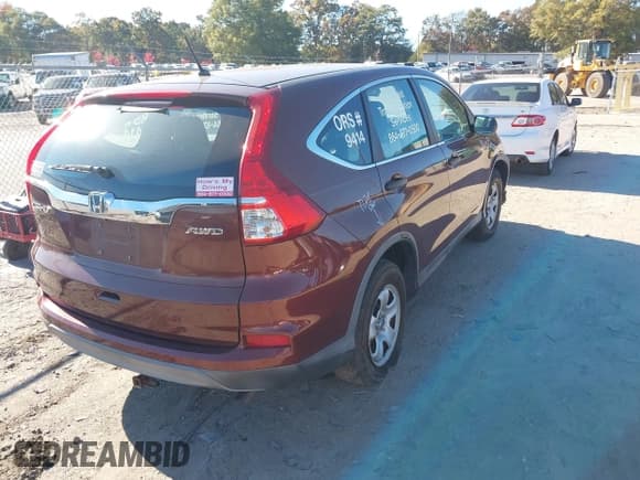 ✅ 2015 Honda CR-V LX • VIN: 5J6RM4H31FL068570 • Lot: 43581601. Listed on IAAI with 235,484 mi. Free auction sales archive from the USA and detailed vehicle history report at DreamBid. Image 4.