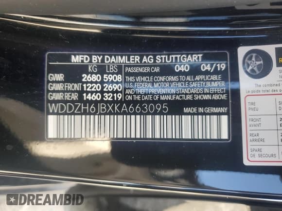 ✅ 2019 Mercedes-Benz E 450 • VIN: WDDZH6JBXKA663095 • Lot: 81369044. Listed on Copart with 43,455 mi. Free auction sales archive from the USA and detailed vehicle history report at DreamBid. Image 14.