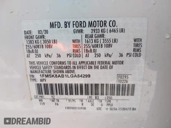 ✅ 2020 Ford Police Interceptor Utility • VIN: 1FM5K8AB1LGA84299 • Lot: 42228548. Wystawiony na IAAI z przebiegiem 41 935 mil. Bezpłatny archiwum sprzedaży aukcyjnych z USA i szczegółowy raport historii pojazdu na DreamBid. Zdjęcie 9.