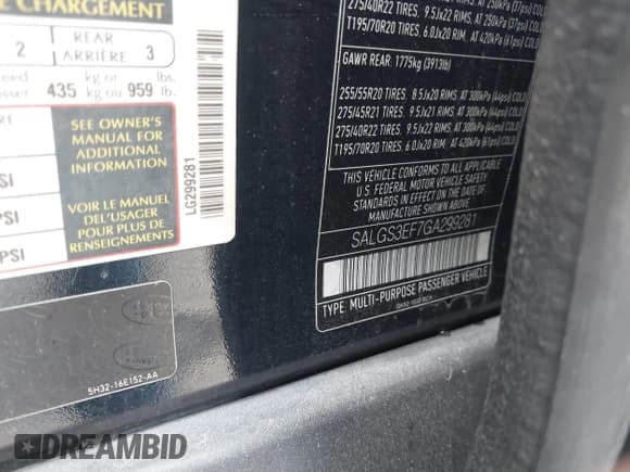 ✅ 2016 Land Rover Range Rover Supercharged • VIN: SALGS3EF7GA299281 • Lot: 40481154. Wystawiony na IAAI z przebiegiem 92 123 mil. Bezpłatny archiwum sprzedaży aukcyjnych z USA i szczegółowy raport historii pojazdu na DreamBid. Zdjęcie 9.