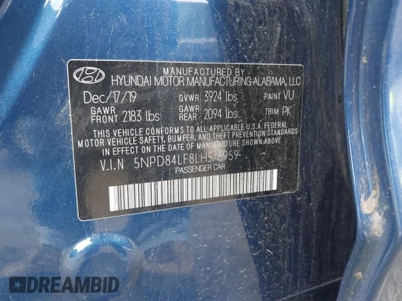 ✅ 2020 Hyundai Elantra SEL • VIN: 5NPD84LF8LH576959 • Лот: 43423313. Опубликован ранее на IAAI с пробегом 85 254 миль. Бесплатный доступ к архиву аукционных продаж из США и подробный отчёт об истории автомобиля на DreamBid. Изображение 9.