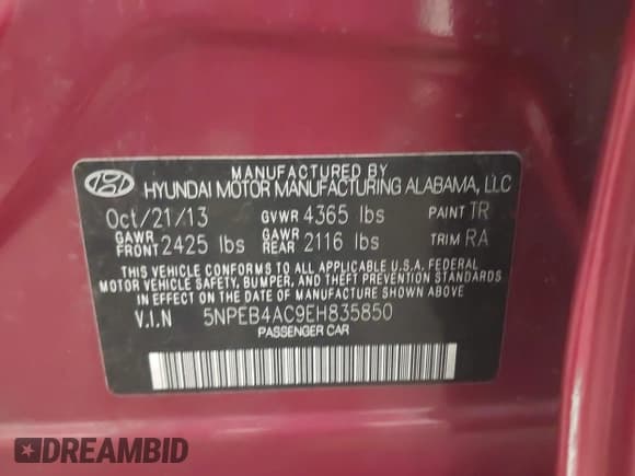 ✅ 2014 Hyundai Sonata GLS • VIN: 5NPEB4AC9EH835850 • Лот: 43142250. Опубликован ранее на IAAI с пробегом 209 506 миль. Бесплатный доступ к архиву аукционных продаж из США и подробный отчёт об истории автомобиля на DreamBid. Изображение 9.