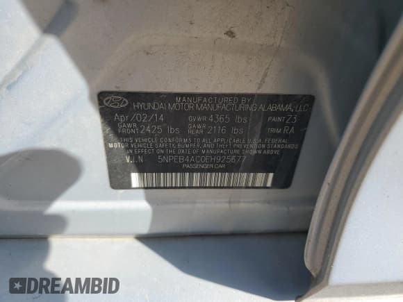 ✅ 2014 Hyundai Sonata GLS • VIN: 5NPEB4AC0EH925677 • Lot: 73630474. Listed on Copart with 221,077 mi. Free auction sales archive from the USA and detailed vehicle history report at DreamBid. Image 12.