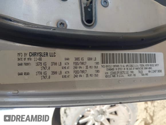 ✅ 2009 Dodge 1500 SLT • VIN: 1D3HB13P19S751161 • Lot: 43644657. Listed on IAAI with 249,789 mi. Free auction sales archive from the USA and detailed vehicle history report at DreamBid. Image 9.