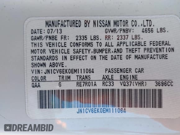 ✅ 2014 Infiniti Q60 Journey • VIN: JN1CV6EK0EM111064 • Lot: 43819034. Wystawiony na IAAI z przebiegiem 82 610 mil. Bezpłatny archiwum sprzedaży aukcyjnych z USA i szczegółowy raport historii pojazdu na DreamBid. Zdjęcie 9.