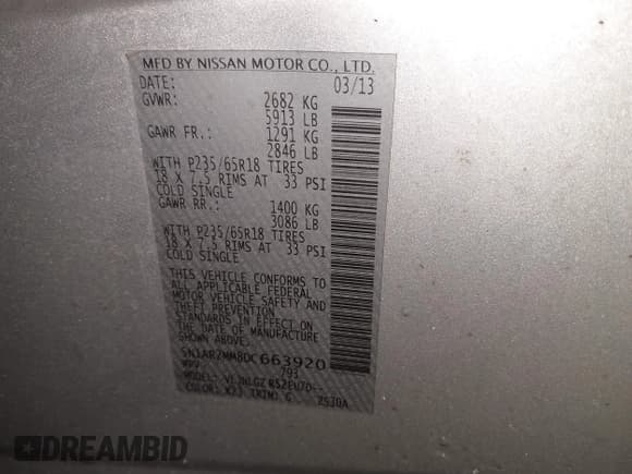 ✅ 2013 Nissan Pathfinder SL • VIN: 5N1AR2MM8DC663920 • Lot: 41586209. Listed on IAAI with 210,000 mi. Free auction sales archive from the USA and detailed vehicle history report at DreamBid. Image 9.