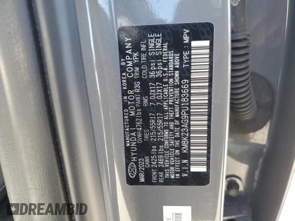 ✅ 2023 Hyundai Kona SE • VIN: KM8K23AG9PU183669 • Лот: 68343464. Опубликован ранее на Copart с пробегом 27 539 миль. Бесплатный доступ к архиву аукционных продаж из США и подробный отчёт об истории автомобиля на DreamBid. Изображение 13.