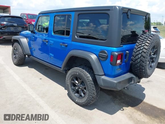 ✅ 2022 Jeep Wrangler Unlimited Willys Sport • VIN: 1C4HJXDM6NW141603 • Lot: 42687693. Wystawiony na IAAI z przebiegiem 37 180 mil. Bezpłatny archiwum sprzedaży aukcyjnych z USA i szczegółowy raport historii pojazdu na DreamBid. Zdjęcie 3.