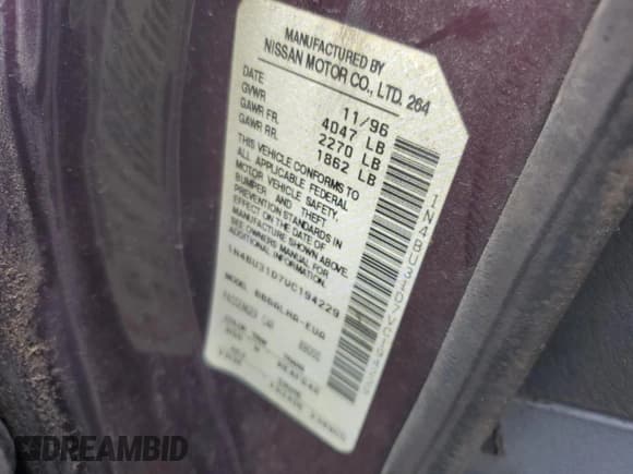 ✅ 1997 Nissan Altima XE • VIN: 1N4BU31D7VC194229 • Лот: 70335964. Опубликован ранее на Copart с пробегом 280 747 миль. Бесплатный доступ к архиву аукционных продаж из США и подробный отчёт об истории автомобиля на DreamBid. Изображение 12.