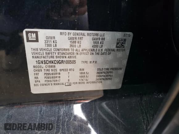 ✅ 2016 Chevrolet Suburban LT • VIN: 1GNSCHKC9GR100505 • Lot: 75685104. Wystawiony na Copart z przebiegiem 102 929 mil. Bezpłatny archiwum sprzedaży aukcyjnych z USA i szczegółowy raport historii pojazdu na DreamBid. Zdjęcie 14.