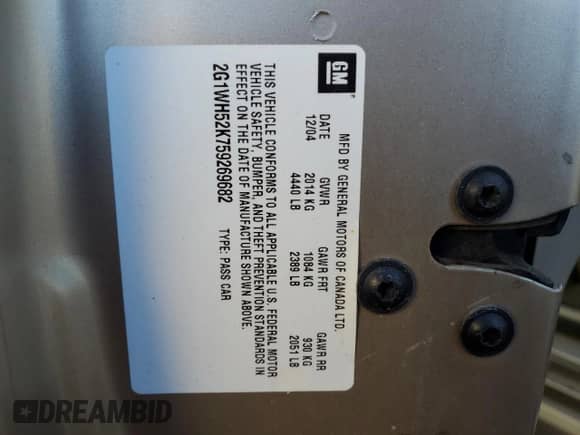 2005 Chevrolet Impala LS с VIN 2G1WH52K759269682, выставлен на аукционе Copart как лот 80043514 с пробегом 150 472 миль миль и Списание • Salvage title. История ставок и продаж доступна на DreamBid. Изображение 12.