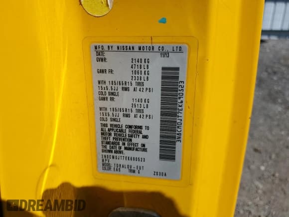 ✅ 2014 Nissan NV200 • VIN: 3N8CM0JT7EK690523 • Lot: 81976405. Listed on Copart with 302,501 mi. Free auction sales archive from the USA and detailed vehicle history report at DreamBid. Image 13.