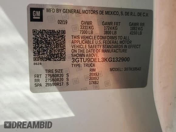 ✅ 2019 GMC Sierra 1500 SLT • VIN: 3GTU9DEL3KG132900 • Lot: 71741625. Wystawiony na Copart z przebiegiem 172 270 mil. Bezpłatny archiwum sprzedaży aukcyjnych z USA i szczegółowy raport historii pojazdu na DreamBid. Zdjęcie 13.