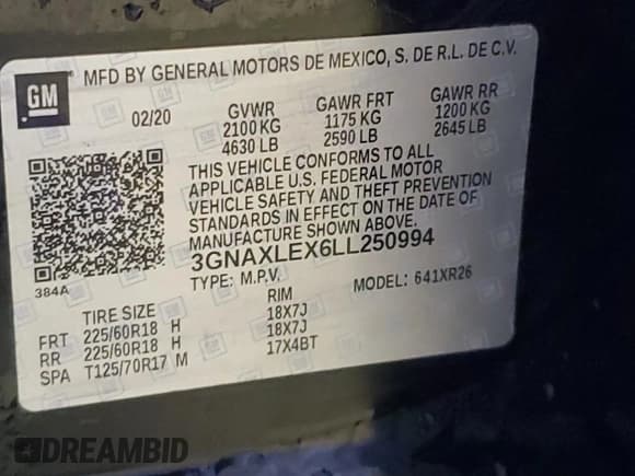 ✅ 2020 Chevrolet Equinox LT • VIN: 3GNAXLEX6LL250994 • Lot: 81143445. Wystawiony na Copart z przebiegiem 82 422 mil. Bezpłatny archiwum sprzedaży aukcyjnych z USA i szczegółowy raport historii pojazdu na DreamBid. Zdjęcie 13.