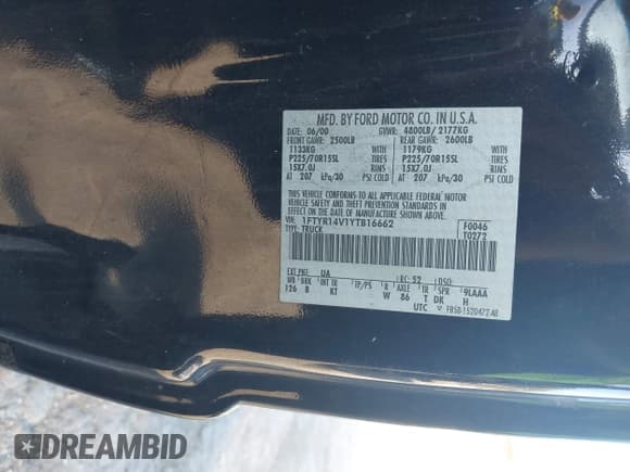 ✅ 2000 Ford Ranger XL • VIN: 1FTYR14V1YTB16662 • Лот: 43405177. Опубликован ранее на IAAI с пробегом 180 450 миль. Бесплатный доступ к архиву аукционных продаж из США и подробный отчёт об истории автомобиля на DreamBid. Изображение 9.