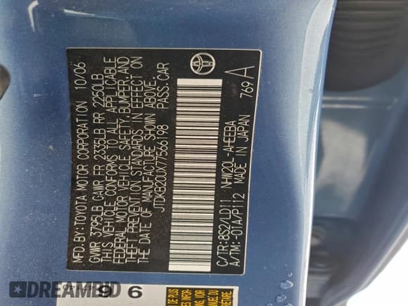 ✅ 2007 Toyota Prius • VIN: JTDKB20UX77566198 • Lot: 94801225. Listed on Copart with 174,792 mi. Free auction sales archive from the USA and detailed vehicle history report at DreamBid. Image 12.