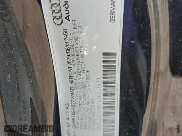 ✅ 2012 Audi S5 Premium Plus • VIN: WAUCVAFR1CA003933 • Lot: 90134545. Listed on Copart with 113,011 mi. Free auction sales archive from the USA and detailed vehicle history report at DreamBid. Image 12.