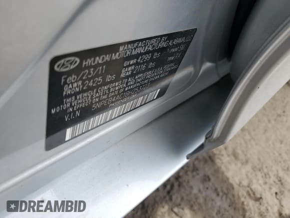✅ 2011 Hyundai Sonata GLS • VIN: 5NPEB4AC1BH253723 • Lot: 69207614. Listed on Copart with 130,745 mi. Free auction sales archive from the USA and detailed vehicle history report at DreamBid. Image 12.