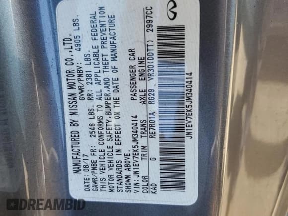 ✅ 2018 Infiniti Q60 Sport • VIN: JN1EV7EK5JM340414 • Лот: 64520395. Опубликован ранее на Copart с пробегом 74 002 миль. Бесплатный доступ к архиву аукционных продаж из США и подробный отчёт об истории автомобиля на DreamBid. Изображение 12.