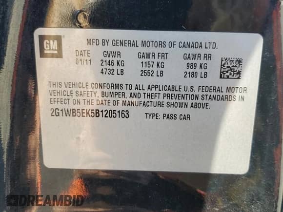 2011 Chevrolet Impala LT Retail с VIN 2G1WB5EK5B1205163, выставлен на аукционе Copart как лот 82706195 с пробегом 195 232 миль миль и Списание • Salvage title. История ставок и продаж доступна на DreamBid. Изображение 12.