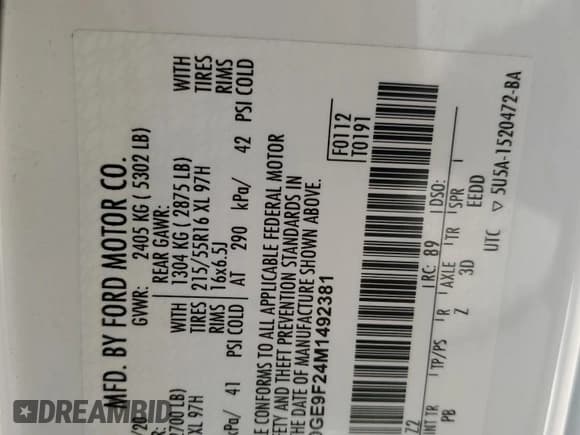 ✅ 2021 Ford Transit Connect XLT • VIN: NM0GE9F24M1492381 • Lot: 91375925. Wystawiony na Copart z przebiegiem 70 994 mil. Bezpłatny archiwum sprzedaży aukcyjnych z USA i szczegółowy raport historii pojazdu na DreamBid. Zdjęcie 13.